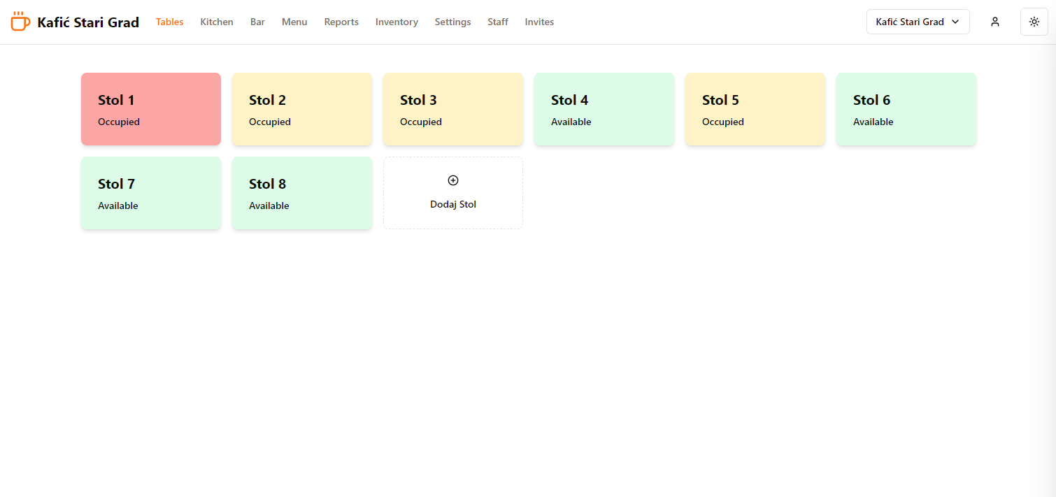 Dashboard view with navigation across operations modules
