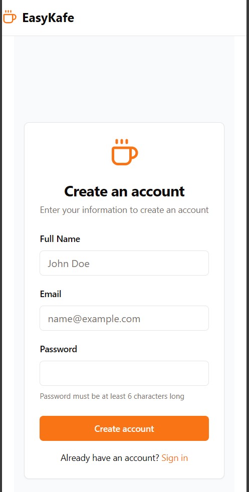 Mobile signup experience